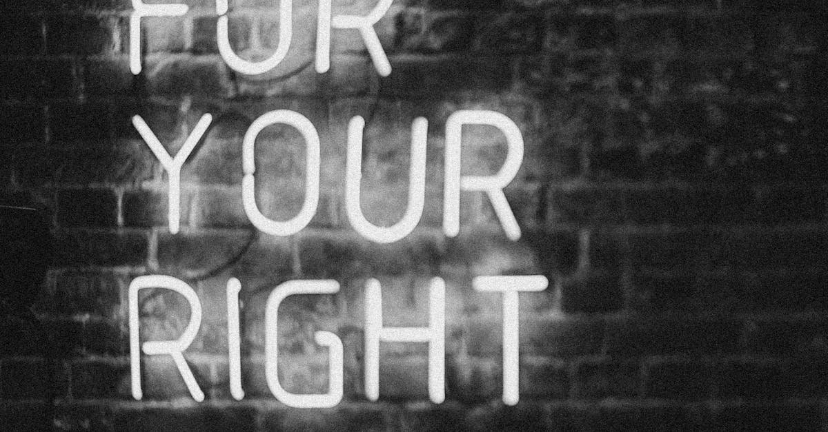 Monochrome neon sign on brick wall with slogan 'Fight for Your Right.' Perfect for motivation and urban themes.