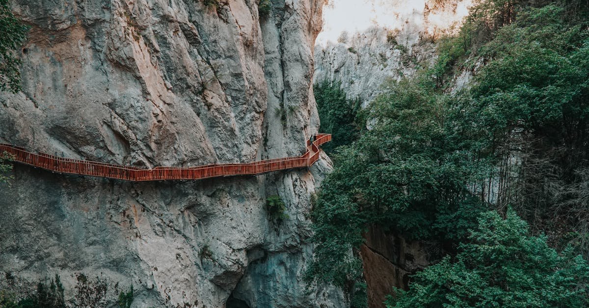 Explore the stunning rocky cliffs with a scenic walkway in Kastamonu, Türkiye.