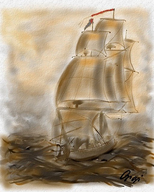 sailing ship, painted with mouse, art, paint, artwork, texture, own painting, brown painting, brown paint, brown mouse