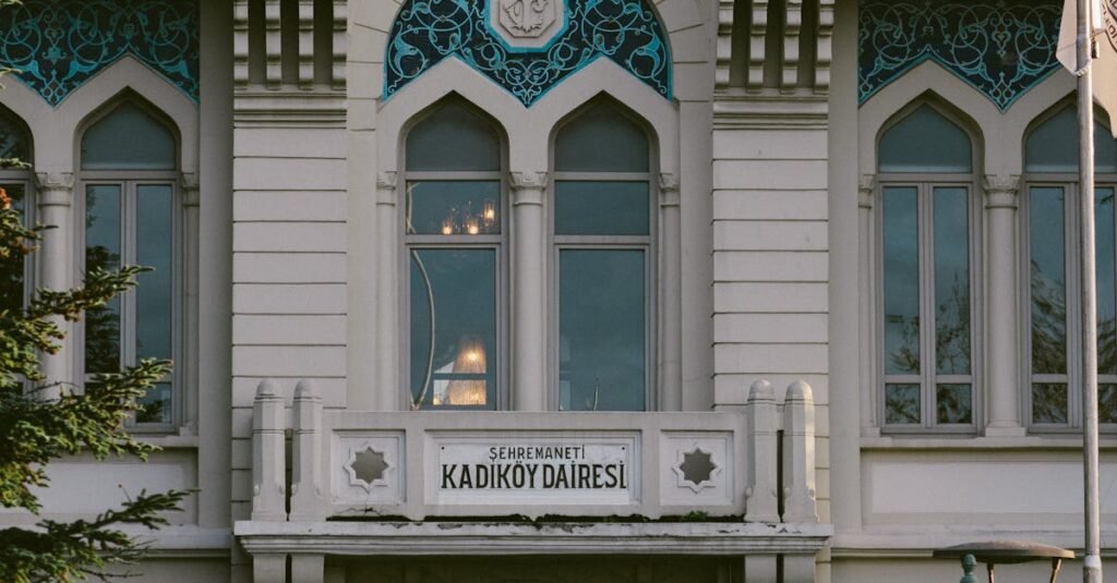 Historic Kadıköy municipality building showcasing Ottoman architecture in Istanbul, Turkey.
