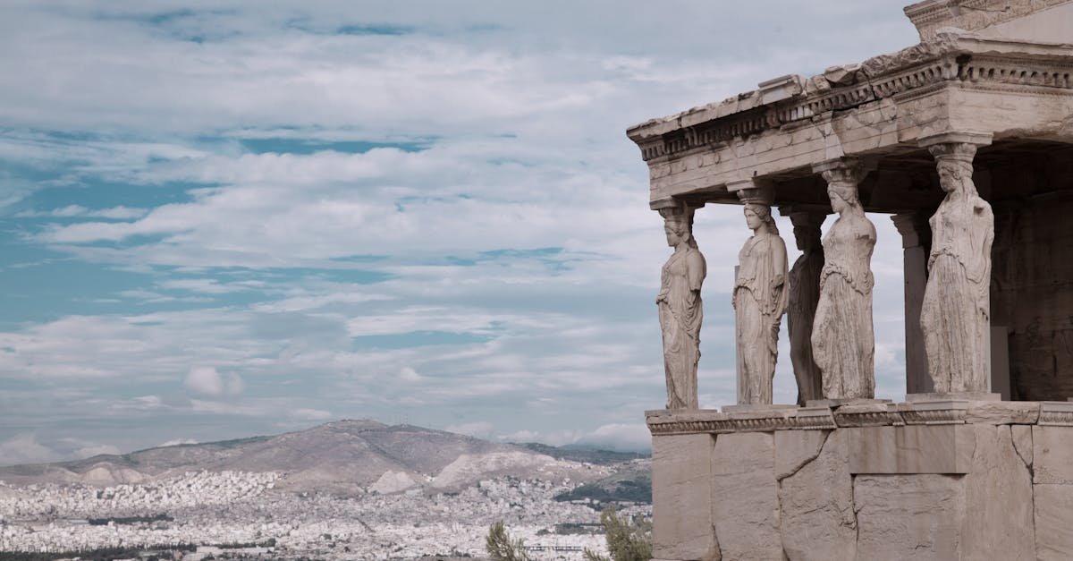Erechtheion temple on the Acropolis, Athens, with iconic Caryatids statues.