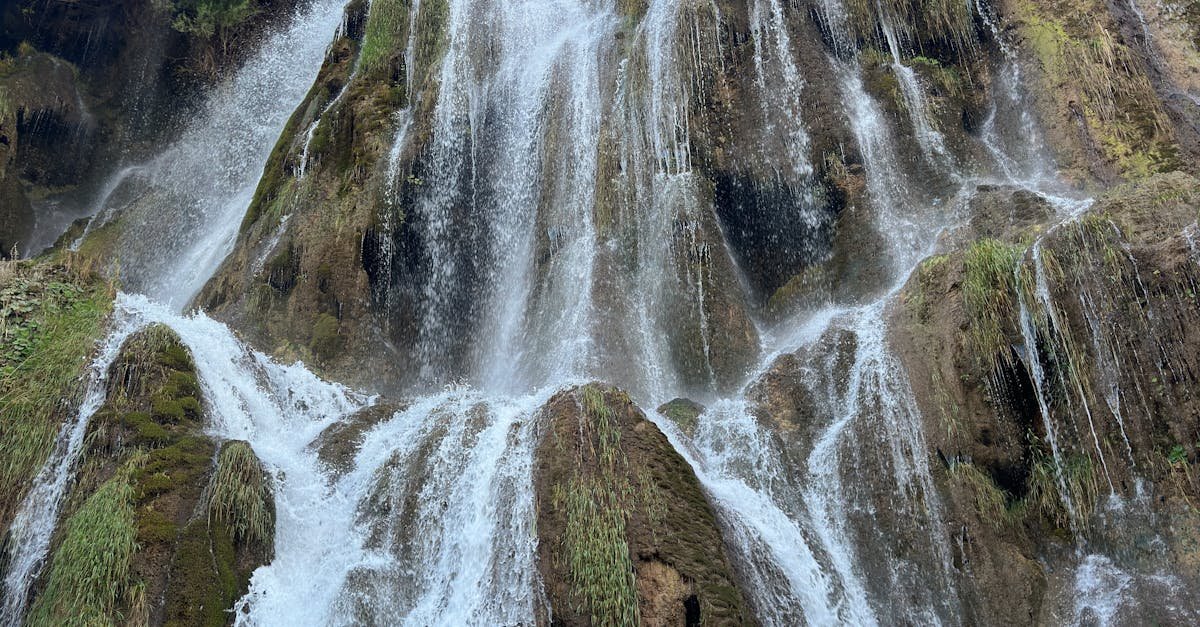 Stunning waterfall cascading down cliffs in Erzincan, Türkiye, during summer.