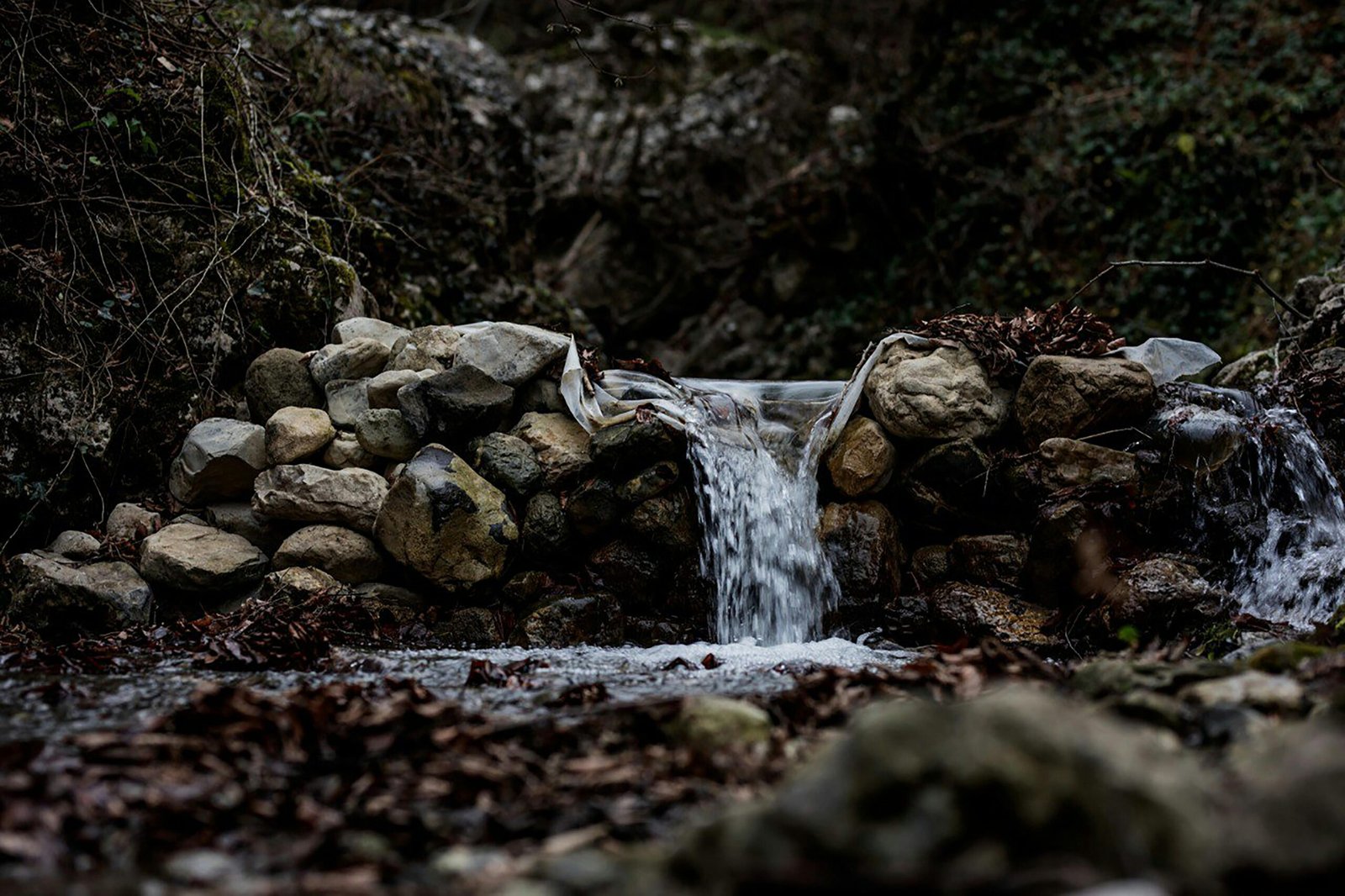 Discover a peaceful stream cascading over rocks in Samsun, Türkiye's lush nature.
