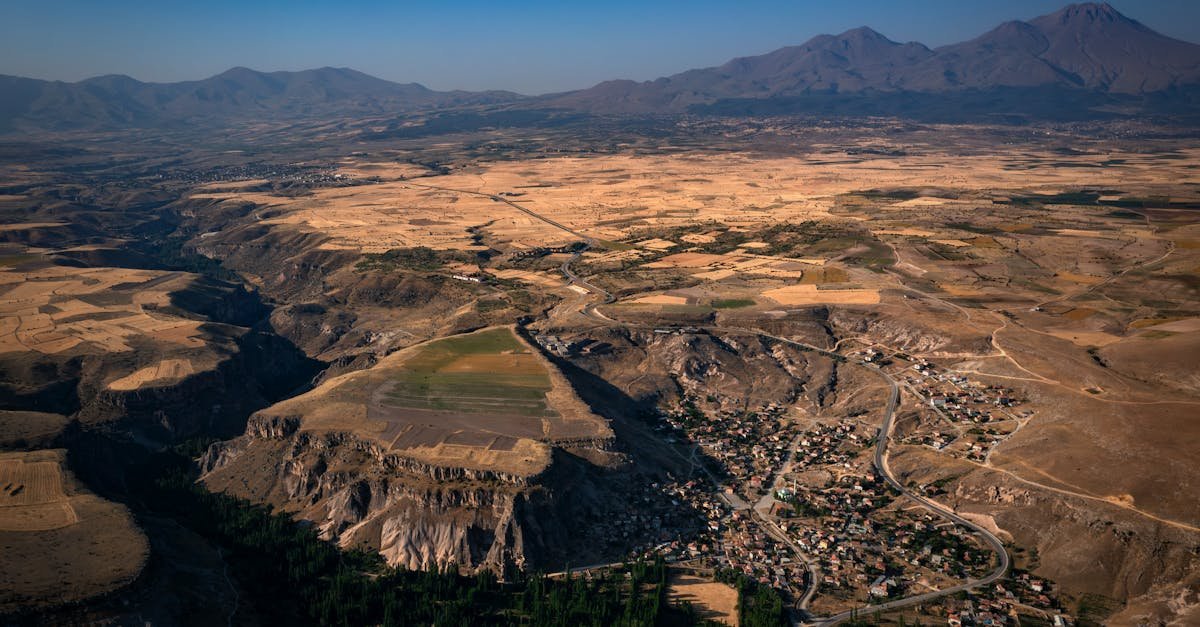 Aerial photo capturing the vast and dramatic landscapes of Aksaray, Turkey.