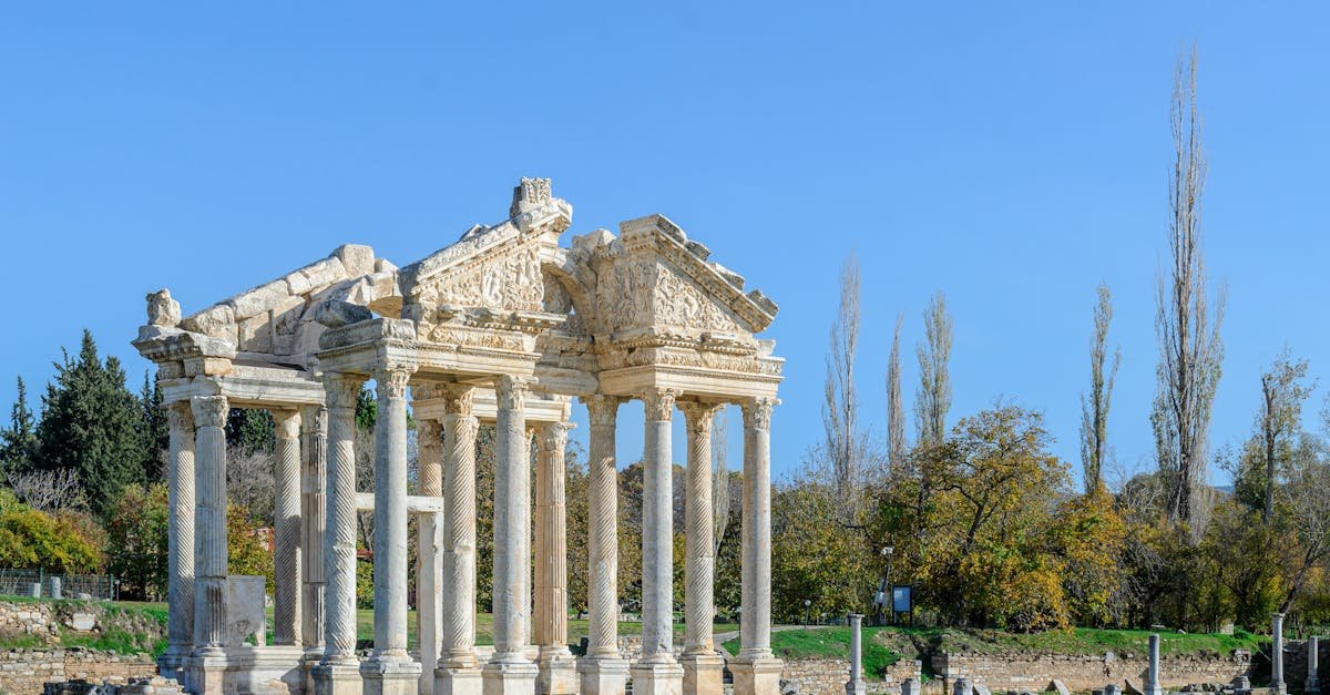 Stunning view of the Temple of Aphrodisias, a historical landmark in Aydın, Türkiye.