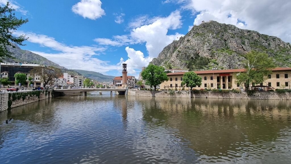 amasya, waterfront houses, green river, culture, date, turkish houses, turkey, amasya castle, clock tower