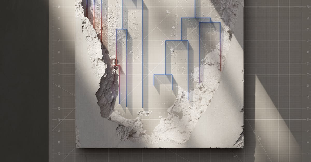 Abstract image of a cracked wall featuring blue geometric overlay patterns for an artistic effect.