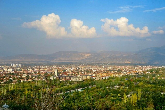 city, mountains, cityscape, urban, nature, landscape, panorama, buildings, view, mosques, isparta, turkey