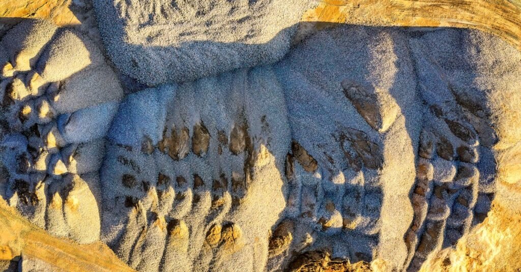 A stunning aerial view of natural rock formations in Rochester, MN gravel quarry.