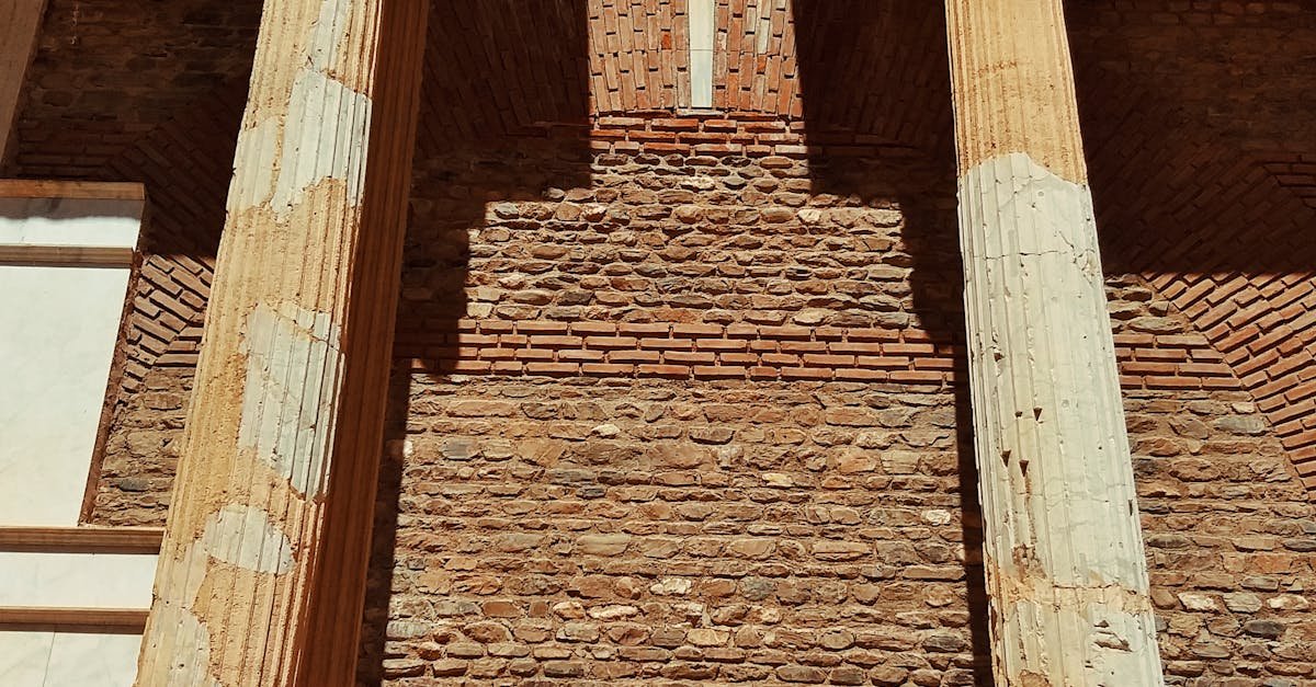 Detailed view of ancient Roman columns and archway in Manisa, Türkiye.