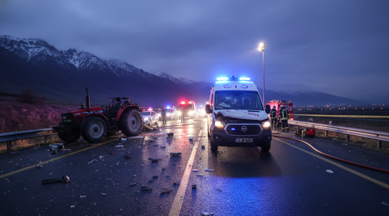 Oltu'da Şiddetli Kaza "Oltu'da Gece Yarısı Kaza: Ambulans ve Traktör Çarpıştı."