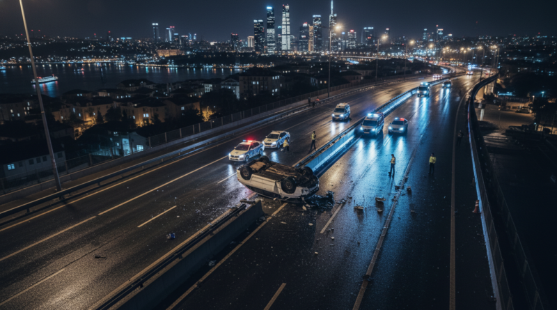 İstanbul'da Gece Yarısı Trafik Kazası "Hayatınız Bir Anlık Dikkatsizliğe Sığmasın."