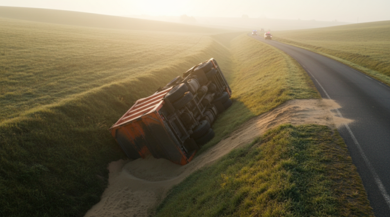 Kırsal Yolda Kamyon Kazası "Yollardaki Beklenmedik Tehlikelere Karşı Daima Hazırlıklı Olun."