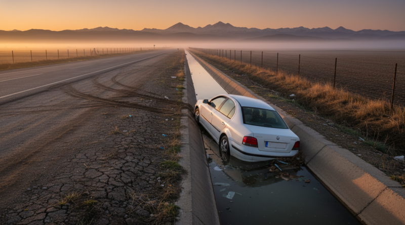 Sulama Kanalında Kaza "Yollardaki gizli tehlikeye karşı daima tetikte olun."