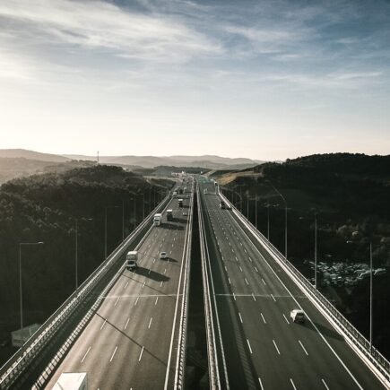 aerial view of two roads
