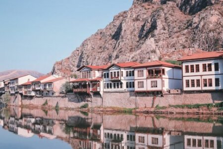 a row of houses on a hill