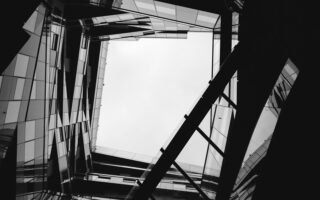 Abstract view of modern building architecture from below