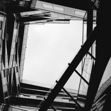 Abstract view of modern building architecture from below