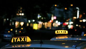 shallow focus photography of Taxi signage