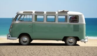 green and white van