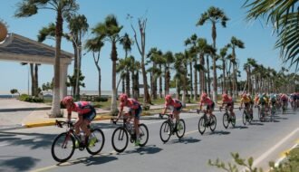 group of bicycle riders on road